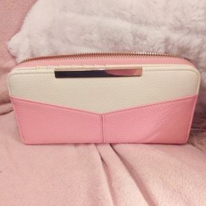 2/$10 Pink and white zip around wallet, NWOT!